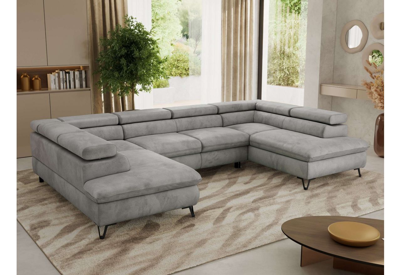 Narożnik PABLO U - uniwersalny - jasnoszary, welwet - topper T25