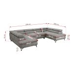 Narożnik PABLO U - uniwersalny - jasnoszary, welwet - topper T25