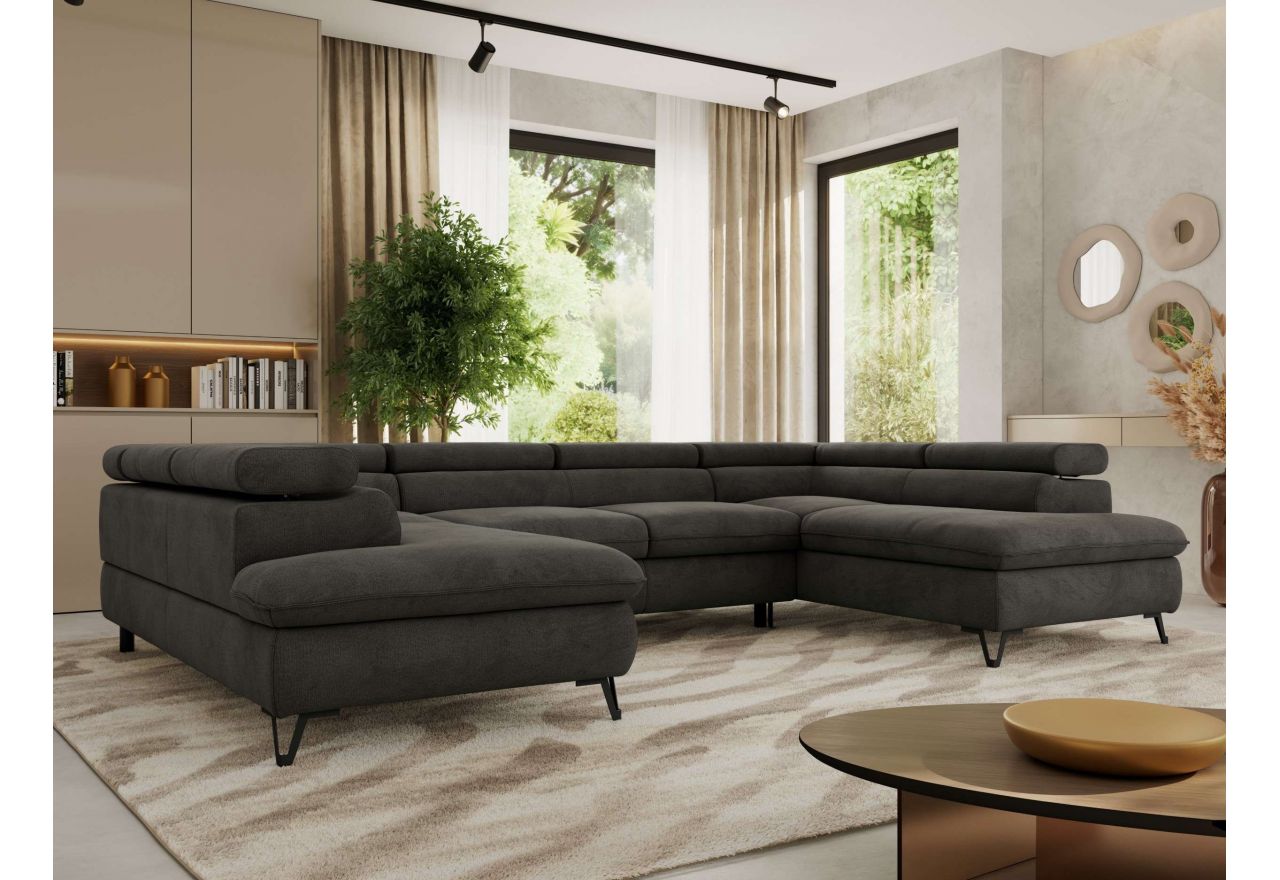 Narożnik PABLO U - uniwersalny - ciemnoszary, welwet - topper T25