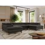 Narożnik PABLO U - uniwersalny - ciemnoszary, welwet - topper T25