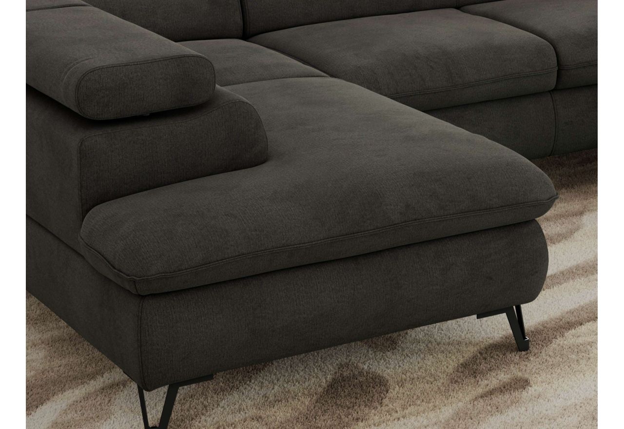 Narożnik PABLO U - uniwersalny - ciemnoszary, welwet - topper T25