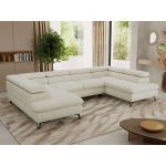 Narożnik PABLO U - uniwersalny - kremowy, szenil gładki - topper T25