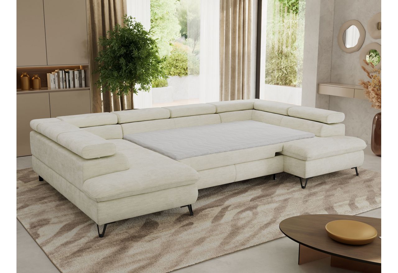 Narożnik PABLO U - uniwersalny - kremowy, szenil gładki - topper T25