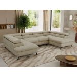 Narożnik PABLO U - uniwersalny - beżowy, szenil gładki - topper T25