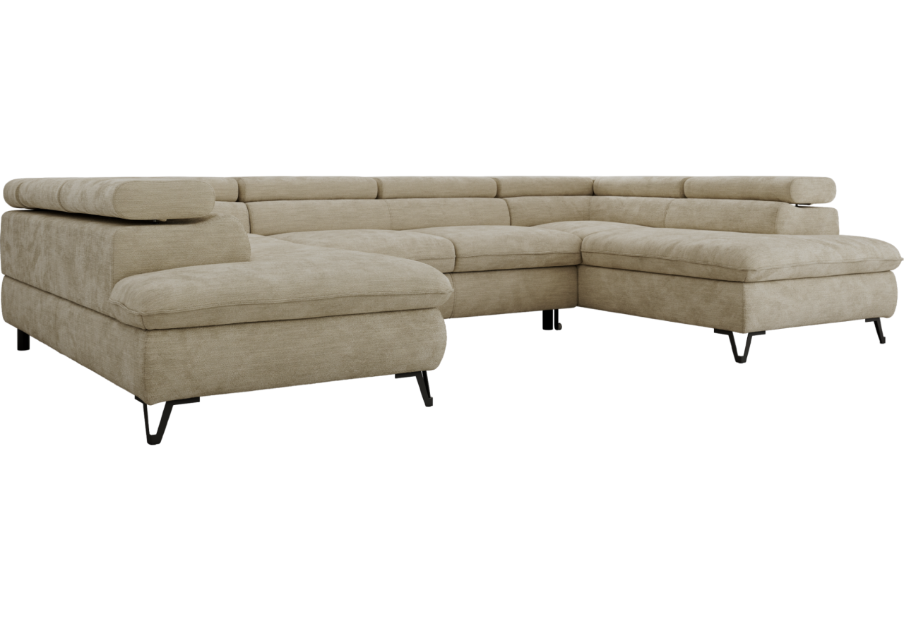 Narożnik PABLO U - uniwersalny - beżowy, szenil gładki - topper T25