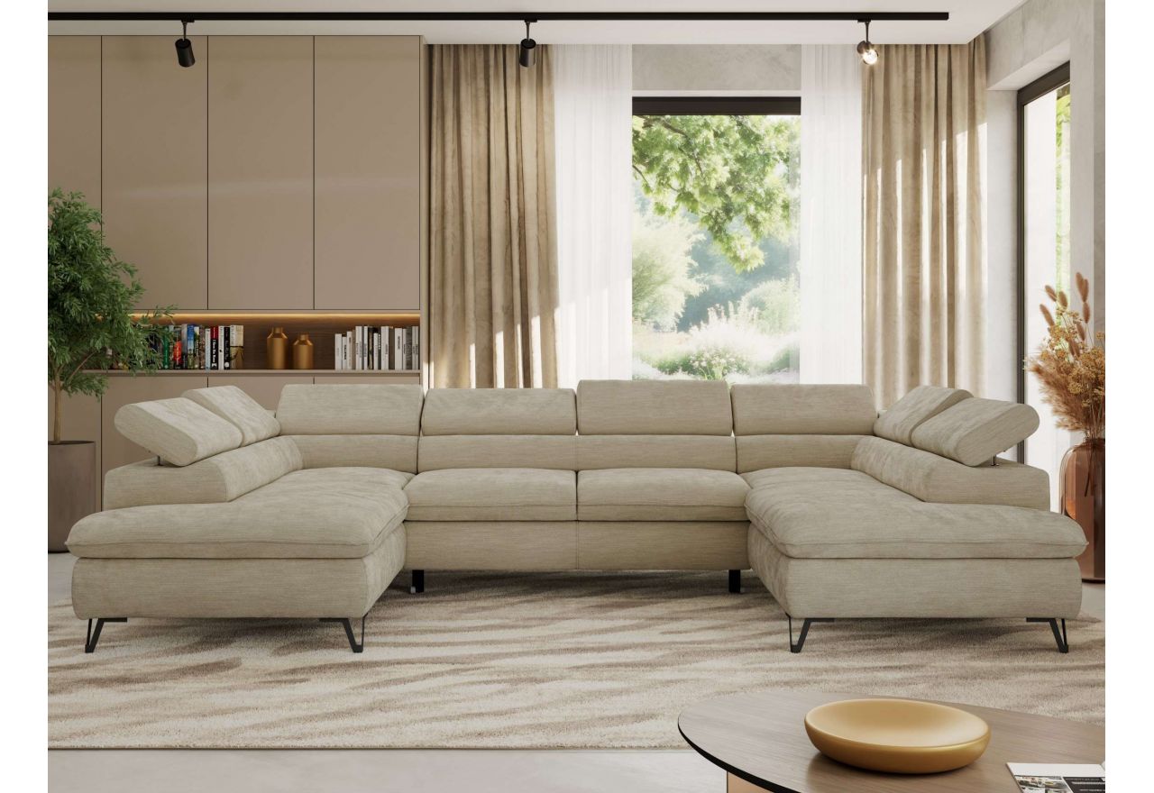 Narożnik PABLO U - uniwersalny - beżowy, szenil gładki - topper T25