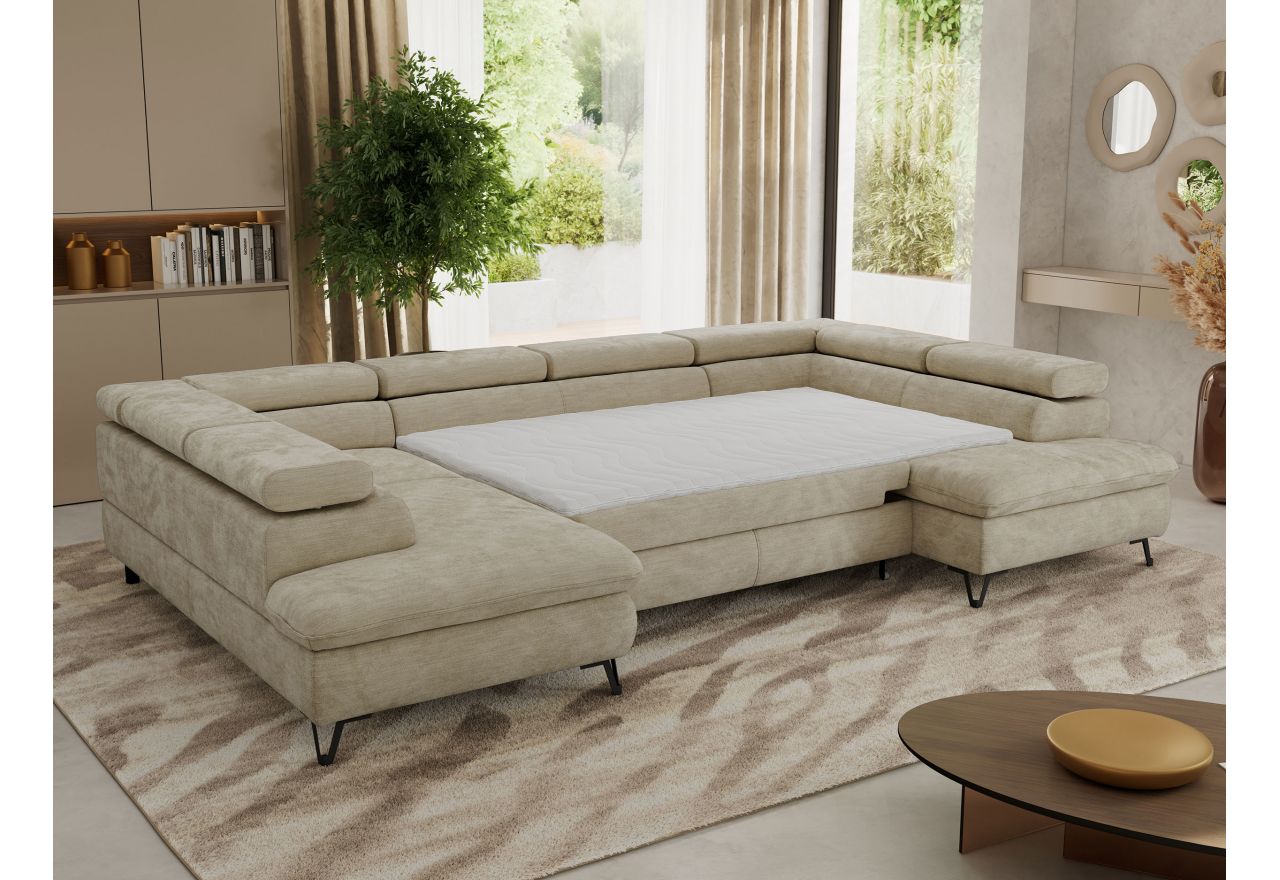 Narożnik PABLO U - uniwersalny - beżowy, szenil gładki - topper T25