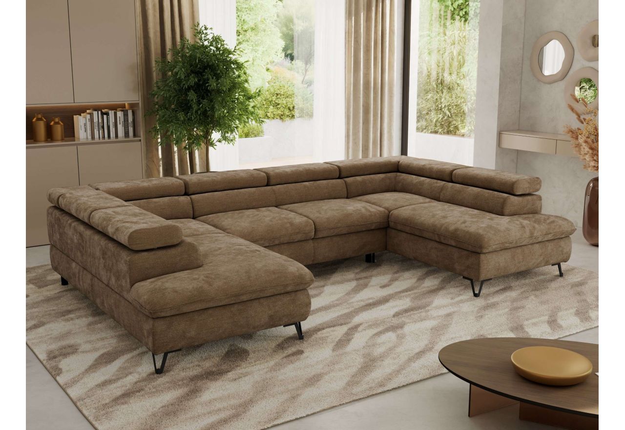 Narożnik PABLO U - uniwersalny - brązowy, szenil gładki - topper T25