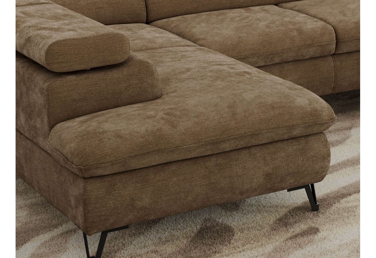 Narożnik PABLO U - uniwersalny - brązowy, szenil gładki - topper T25