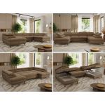 Narożnik PABLO U - uniwersalny - brązowy, szenil gładki - topper T25