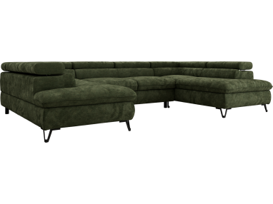 Narożnik PABLO U - uniwersalny - ciemnozielony, szenil gładki - topper T25