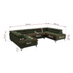 Narożnik PABLO U - uniwersalny - ciemnozielony, szenil gładki - topper T25