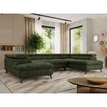 Narożnik PABLO U - uniwersalny - ciemnozielony, szenil gładki - topper T25