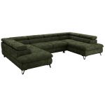 Narożnik PABLO U - uniwersalny - ciemnozielony, szenil gładki - topper T25