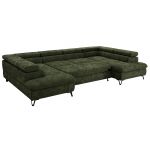 Narożnik PABLO U - uniwersalny - ciemnozielony, szenil gładki - topper T25