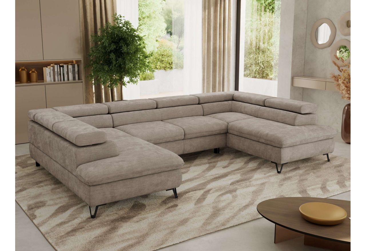 Narożnik PABLO U - uniwersalny - jasnoszary, szenil gładki - topper T25