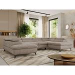 Narożnik PABLO U - uniwersalny - jasnoszary, szenil gładki - topper T25