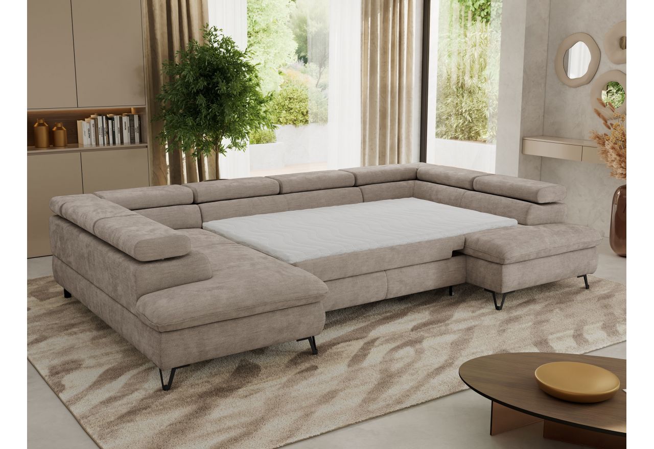 Narożnik PABLO U - uniwersalny - jasnoszary, szenil gładki - topper T25