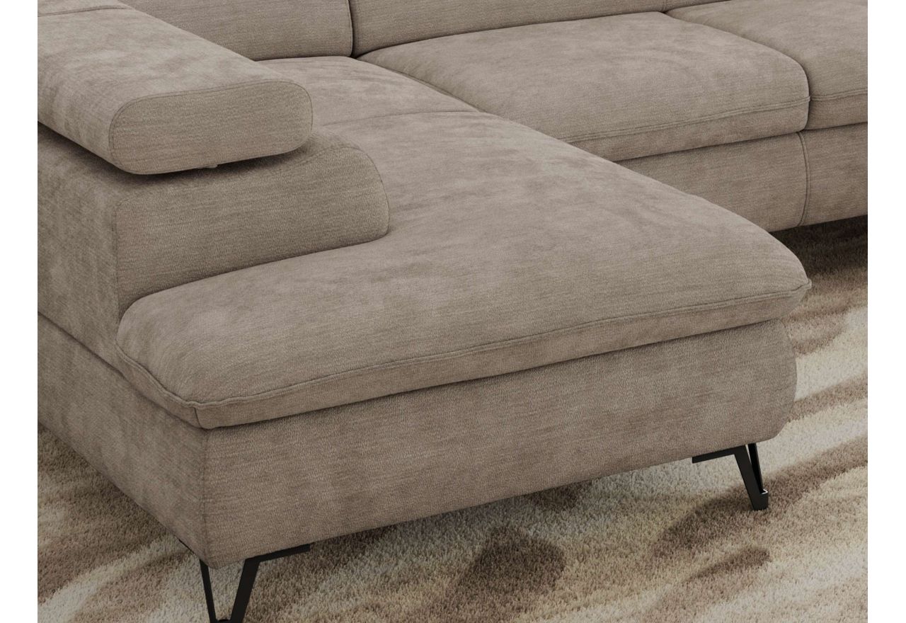 Narożnik PABLO U - uniwersalny - jasnoszary, szenil gładki - topper T25