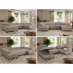 Narożnik PABLO U - uniwersalny - jasnoszary, szenil gładki - topper T25