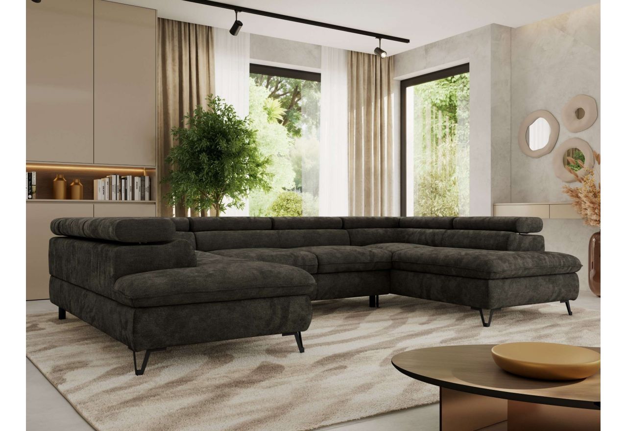 Narożnik PABLO U - uniwersalny - ciemnoszary, szenil gładki - topper T25