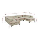 Narożnik PABLO U - uniwersalny - kremowy, szenil grubo tkany - topper T25