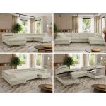 Narożnik PABLO U - uniwersalny - kremowy, szenil grubo tkany - topper T25