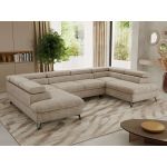 Narożnik PABLO U - uniwersalny - beżowy, szenil grubo tkany - topper T25