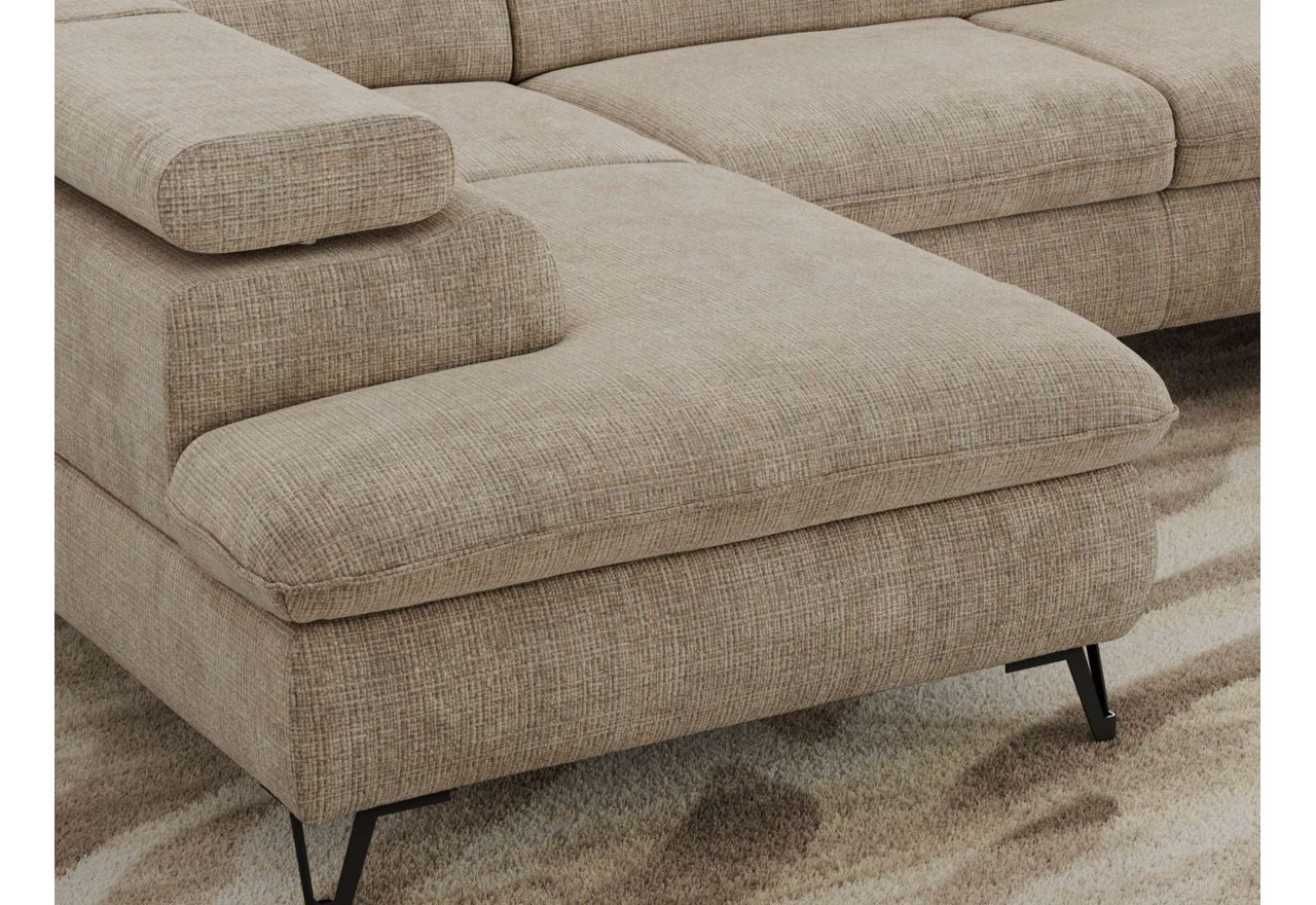 Narożnik PABLO U - uniwersalny - beżowy, szenil grubo tkany - topper T25