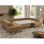 Narożnik PABLO U - uniwersalny - jasnobrązowy, szenil grubo tkany - topper T25