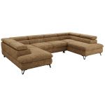 Narożnik PABLO U - uniwersalny - jasnobrązowy, szenil grubo tkany - topper T25