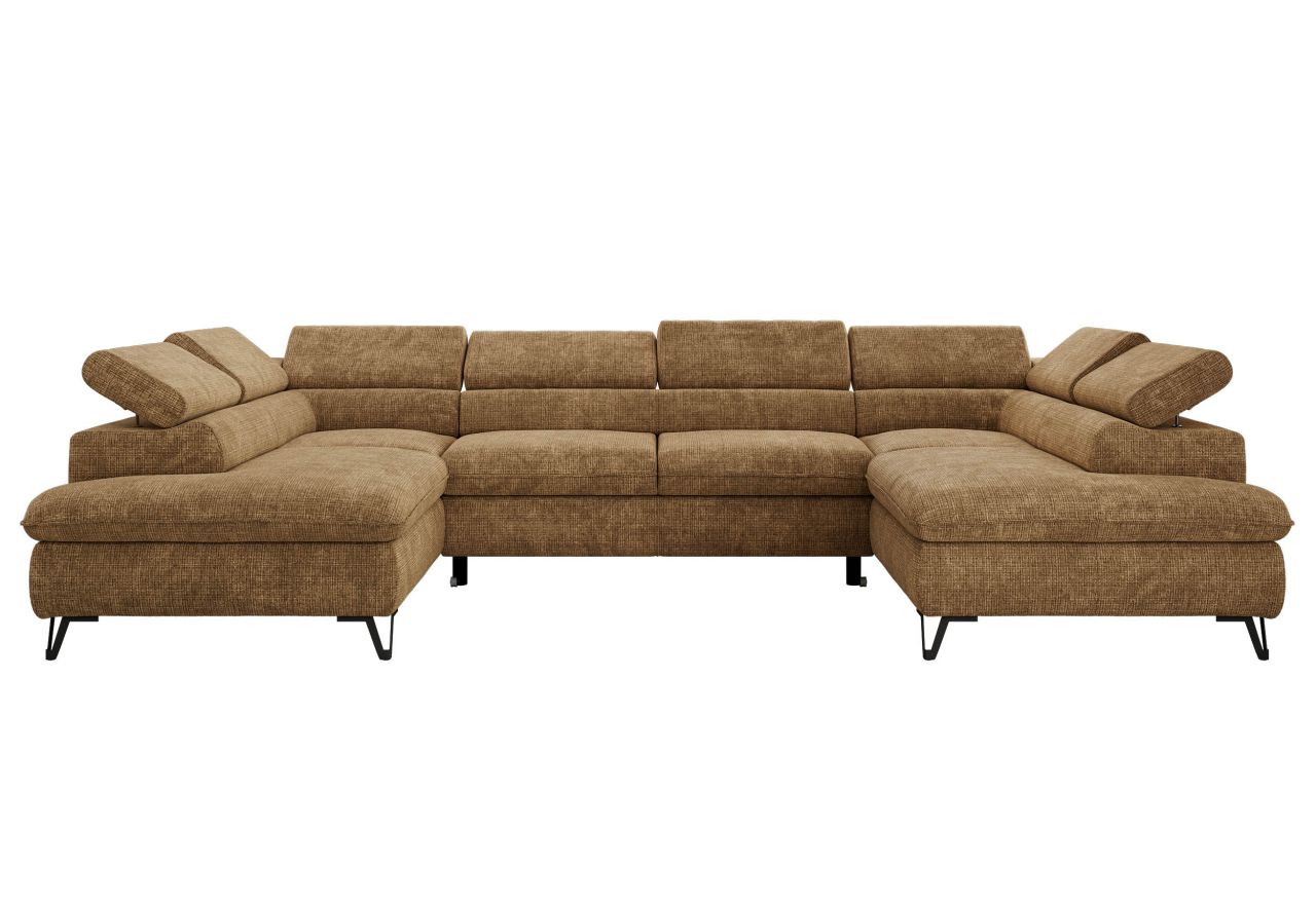 Narożnik PABLO U - uniwersalny - jasnobrązowy, szenil grubo tkany - topper T25