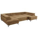 Narożnik PABLO U - uniwersalny - jasnobrązowy, szenil grubo tkany - topper T25