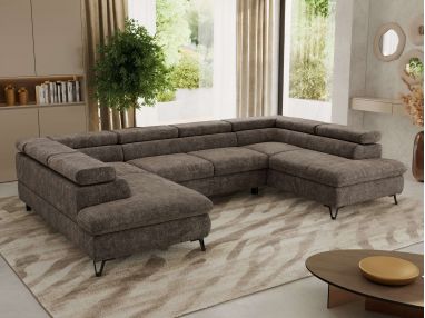 Narożnik PABLO U - uniwersalny - brązowy, szenil grubo tkany - topper T25