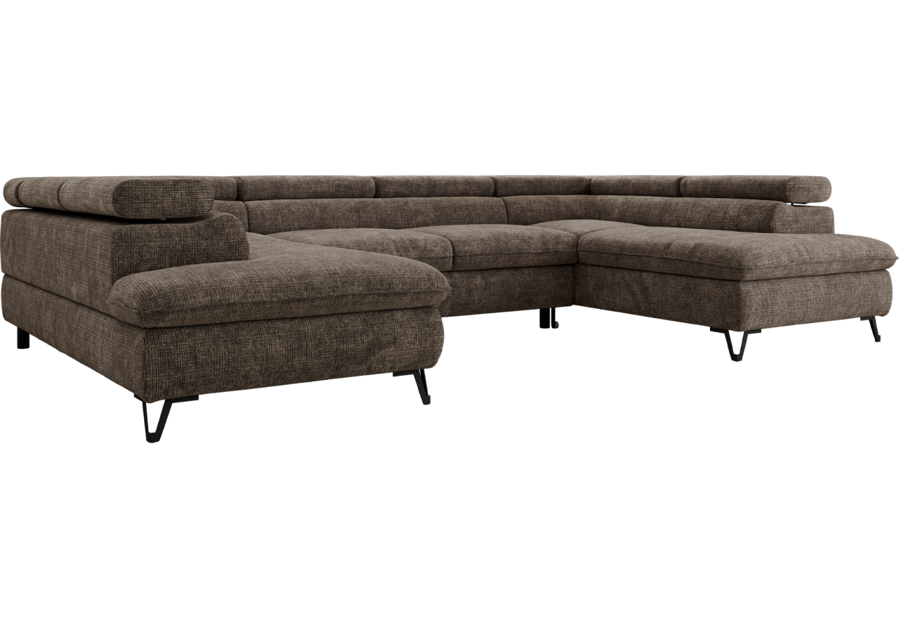 Narożnik PABLO U - uniwersalny - brązowy, szenil grubo tkany - topper T25