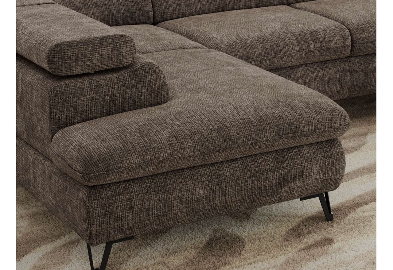 Narożnik PABLO U - uniwersalny - brązowy, szenil grubo tkany - topper T25