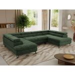 Narożnik PABLO U - uniwersalny - ciemnozielony, szenil grubo tkany - topper T25