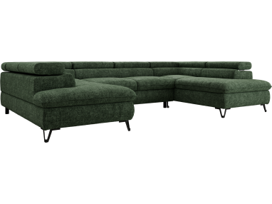 Narożnik PABLO U - uniwersalny - ciemnozielony, szenil grubo tkany - topper T25