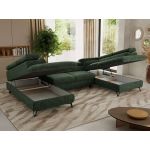 Narożnik PABLO U - uniwersalny - ciemnozielony, szenil grubo tkany - topper T25