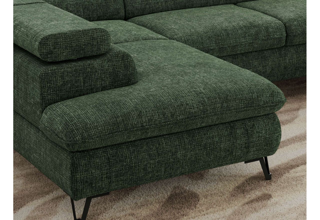 Narożnik PABLO U - uniwersalny - ciemnozielony, szenil grubo tkany - topper T25