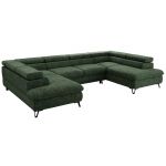 Narożnik PABLO U - uniwersalny - ciemnozielony, szenil grubo tkany - topper T25