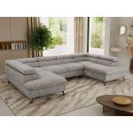 Narożnik PABLO U - uniwersalny - jasnoszary, szenil grubo tkany - topper T25