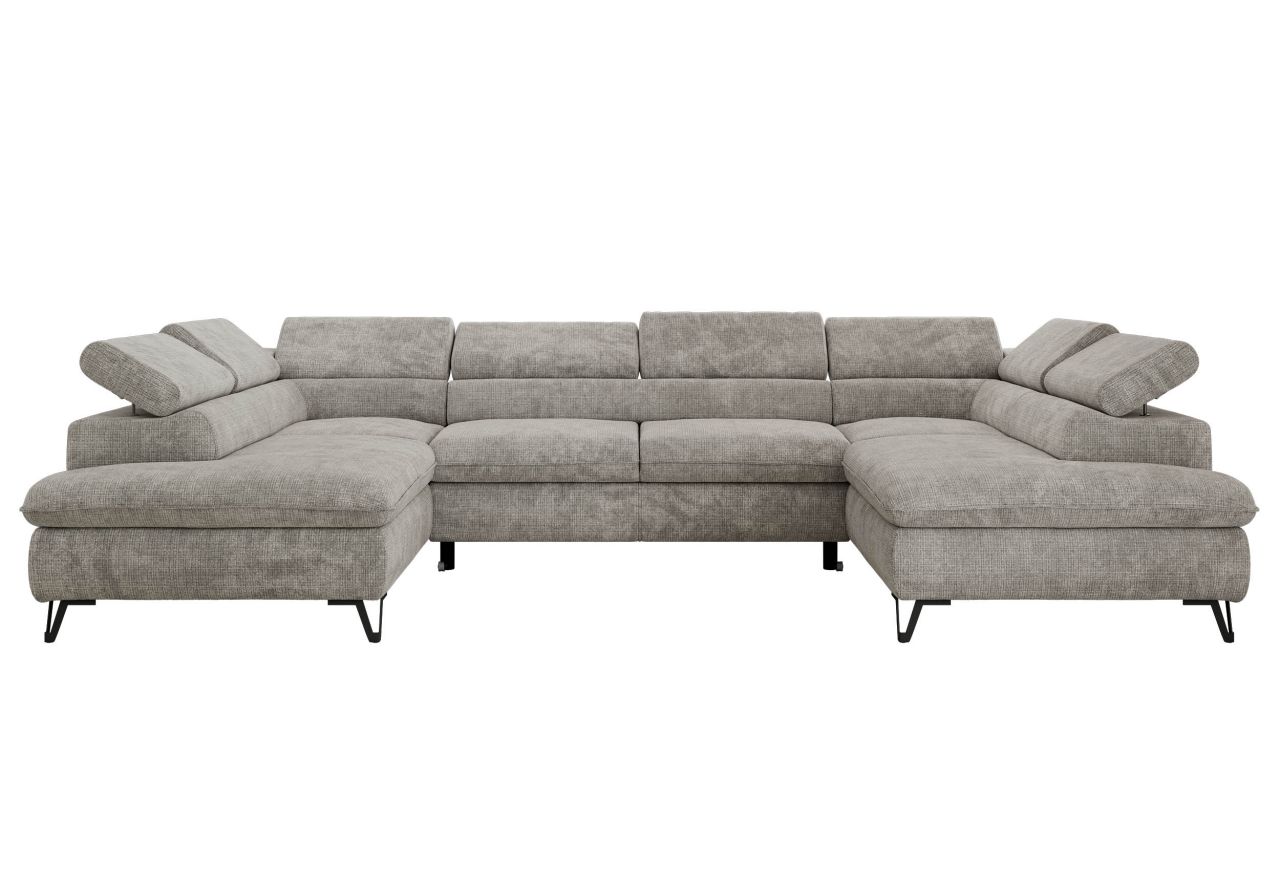 Narożnik PABLO U - uniwersalny - jasnoszary, szenil grubo tkany - topper T25