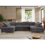 Narożnik PABLO U - uniwersalny - ciemnoszary, szenil grubo tkany - topper T25