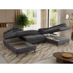 Narożnik PABLO U - uniwersalny - ciemnoszary, szenil grubo tkany - topper T25