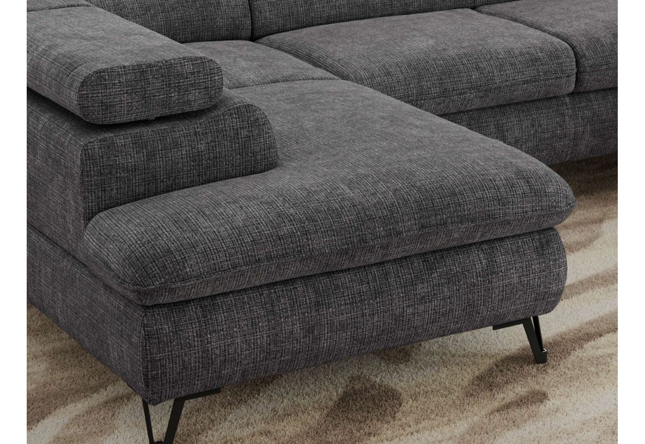 Narożnik PABLO U - uniwersalny - ciemnoszary, szenil grubo tkany - topper T25