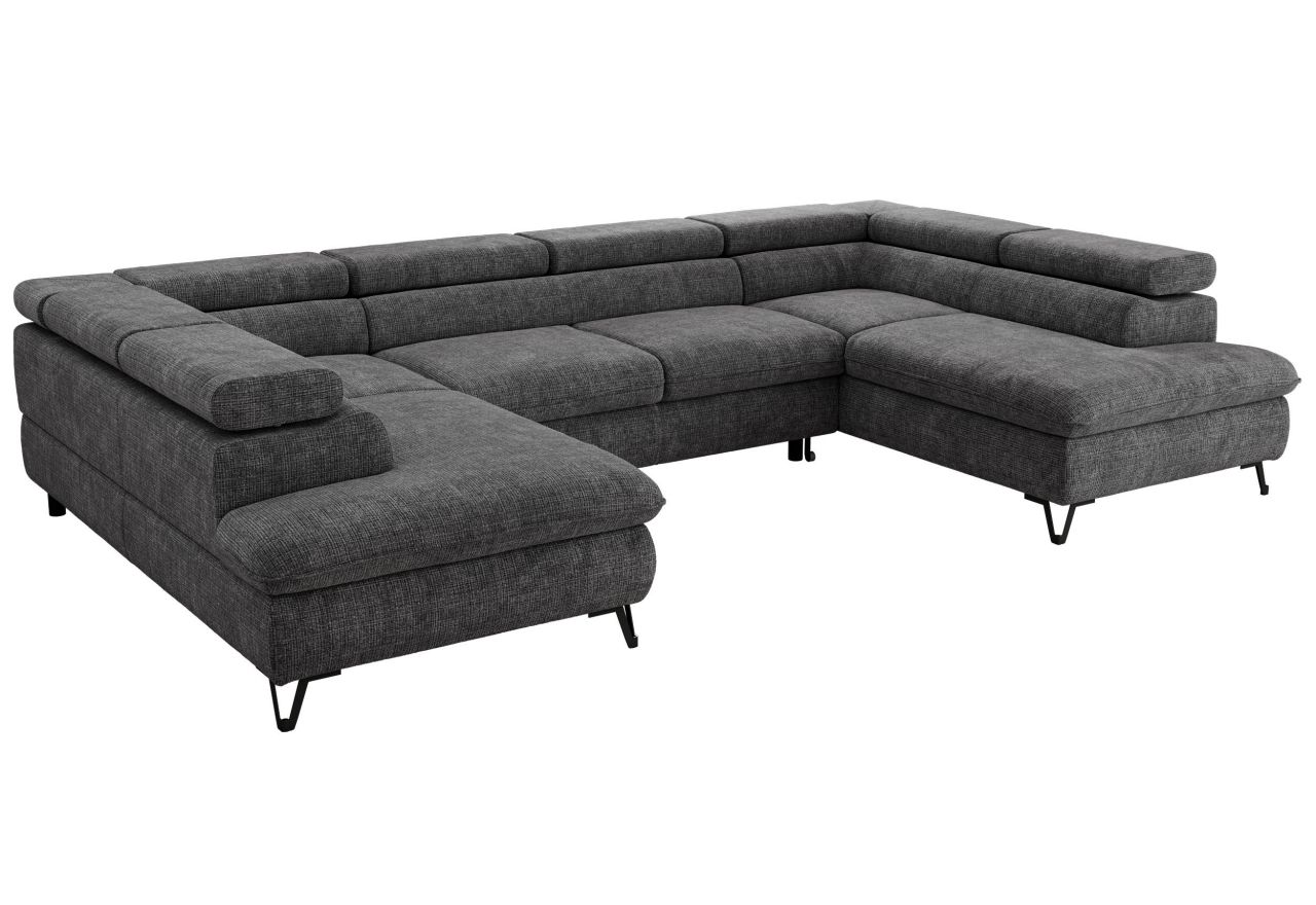 Narożnik PABLO U - uniwersalny - ciemnoszary, szenil grubo tkany - topper T25