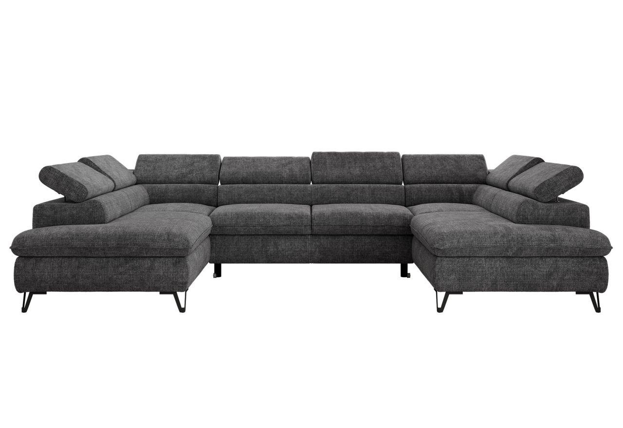 Narożnik PABLO U - uniwersalny - ciemnoszary, szenil grubo tkany - topper T25