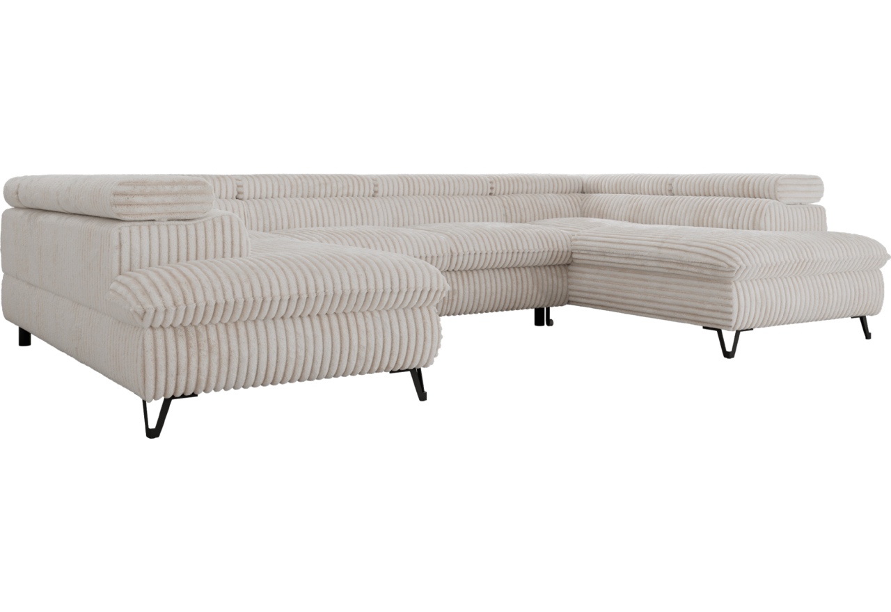 Narożnik PABLO U - uniwersalny - beżowy, sztruks - topper T25