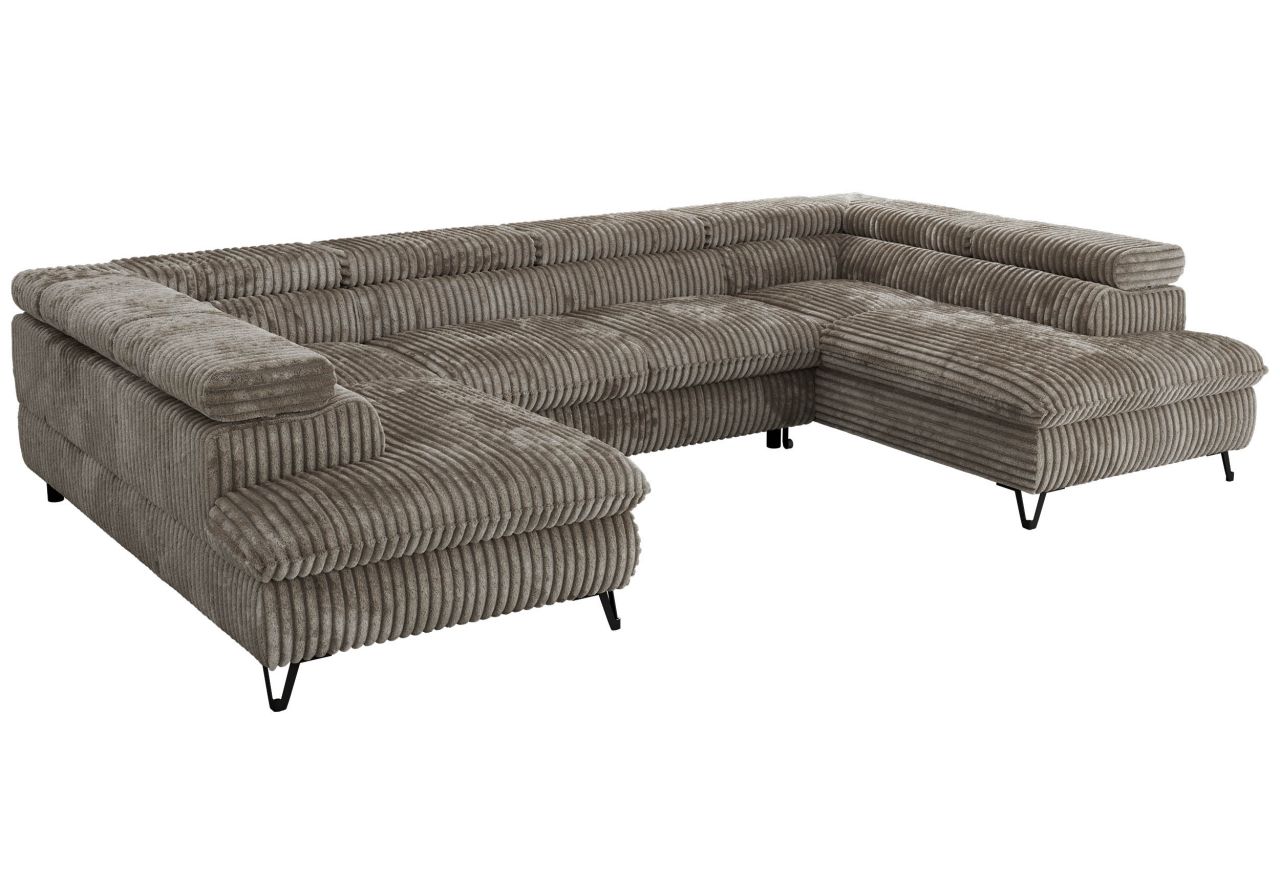 Narożnik PABLO U - uniwersalny - jasnobrązowy, sztruks - topper T25